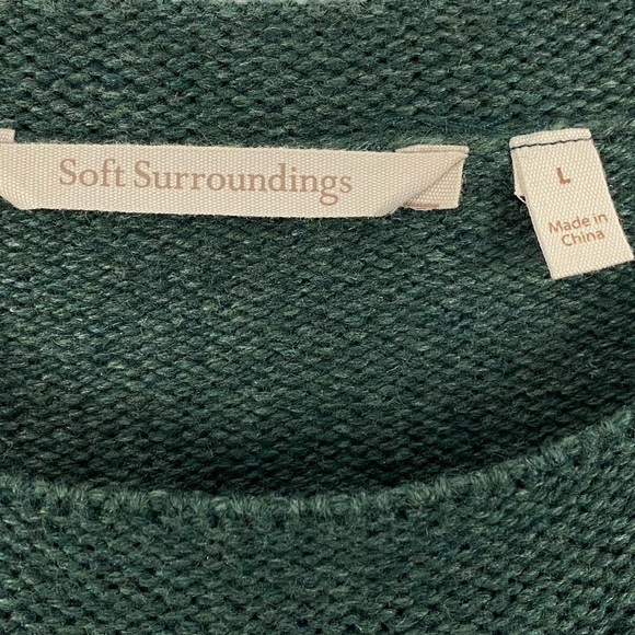 Soft Surroundings Syndey Wool Blend Cable Knit Sweater Large Olive Green - Picture 4 of 6